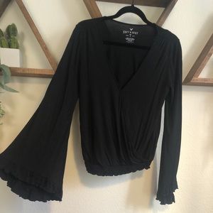 Soft & Sexy bell long sleeve surplice top